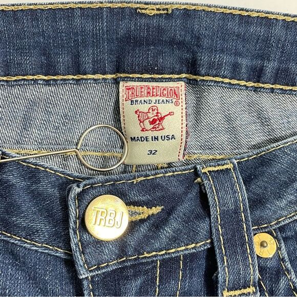 True Religion Raegan Low Rise Bell Bottom Flare Gold Back Patch Jeans Size 32 - Picture 4 of 7